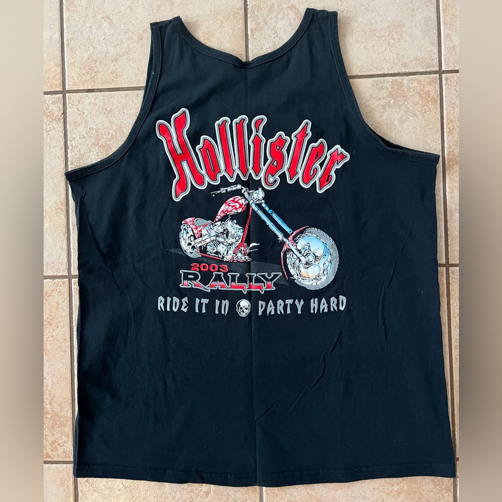 Vintage Black Motorcycle‎ Week Tank Hollister CA 2003, Sz XL